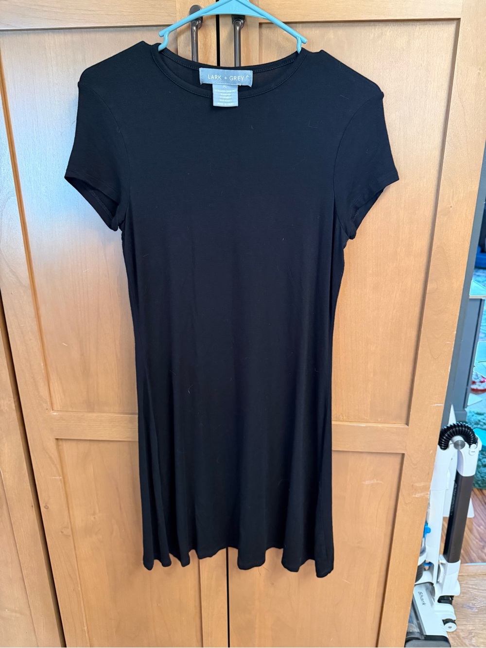 Lark & Grey Black Short Sleeve A-Line Dress